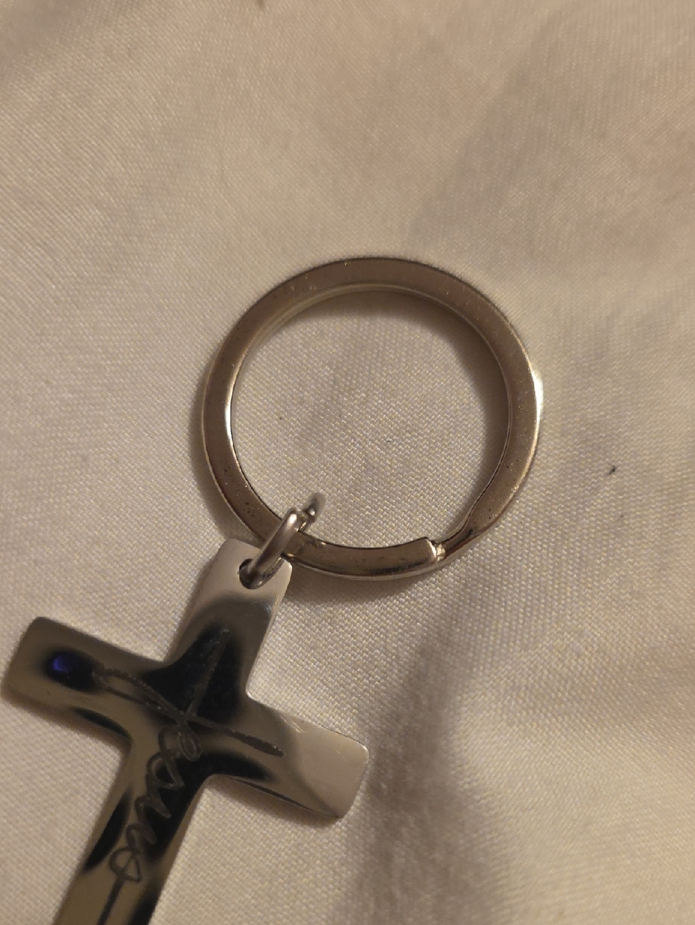 Silver Cross Keychain with 'Jesus' Script - Picture 5 of 6
